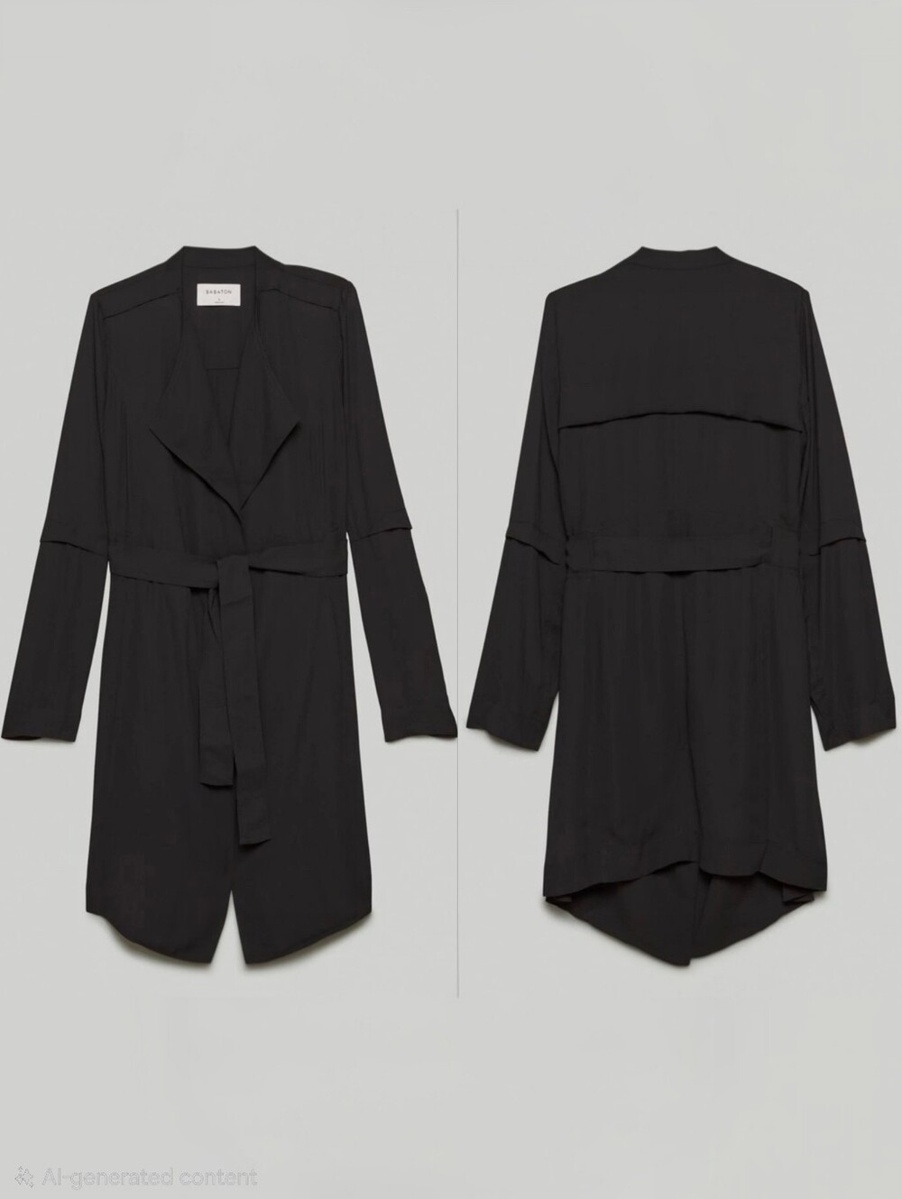 Aritzia Babaton Black Flowy Trench Coat with Belt - Picture 14 of 16